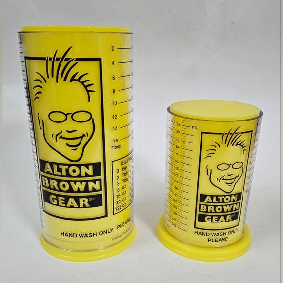 VTG Alton Brown Gear Milmour Good Eats Plunger Set 2 Measuring Cups Metric USA